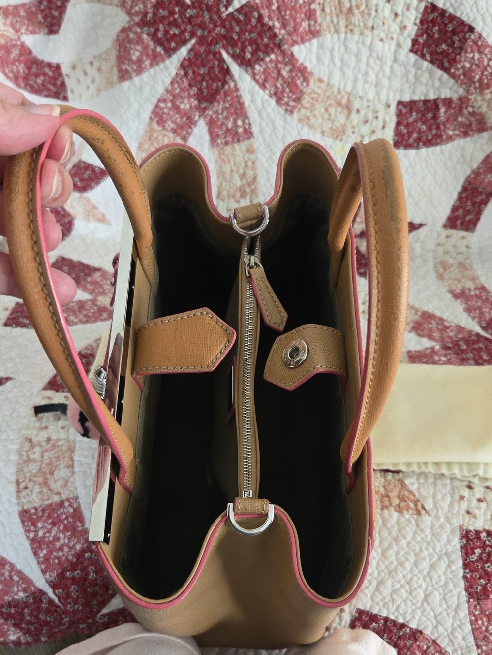 Fendi Tan 2Jours Petite Leather Bag w/Pink Charm & unbranded leather strap - Picture 10 of 14